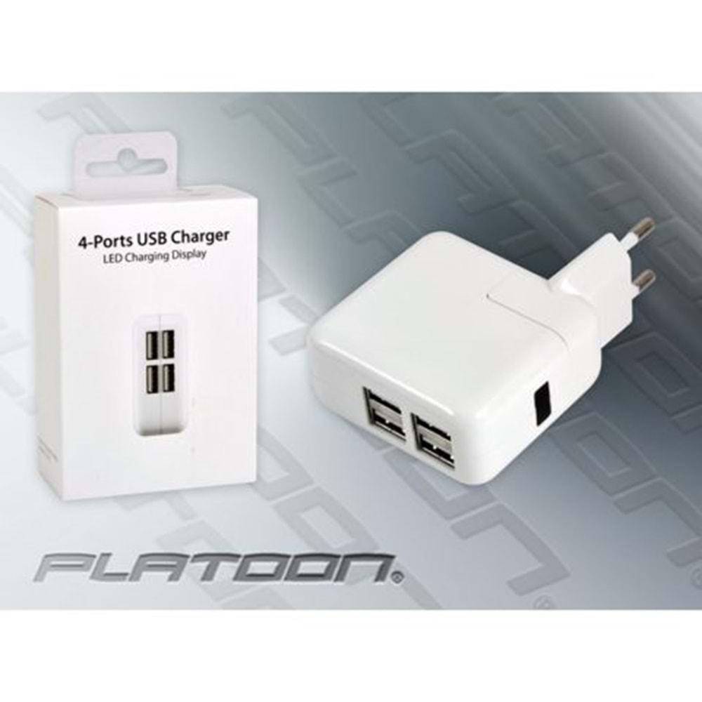 PLATOON PL-9078 5V-2.1A PRİZ 4 USB ŞARJ ADAPTÖR