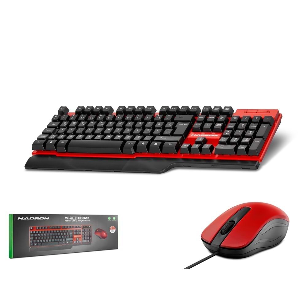 HADRON HD861 KABLOLU KLAVYE MOUSE SET Q SİYAH