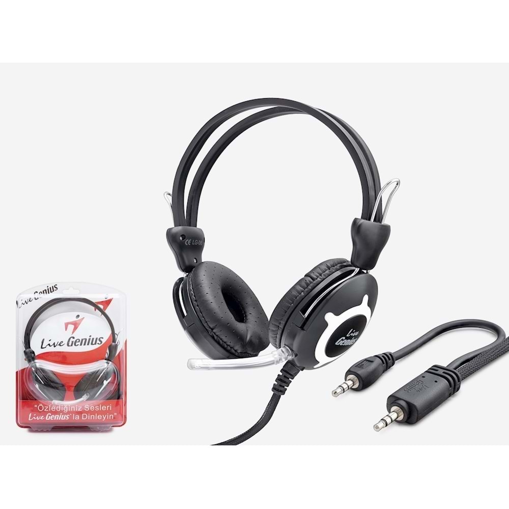 LIVEGENIUS AS006 KULAKLIK MİKROFONLU PC AUX 3.5MM