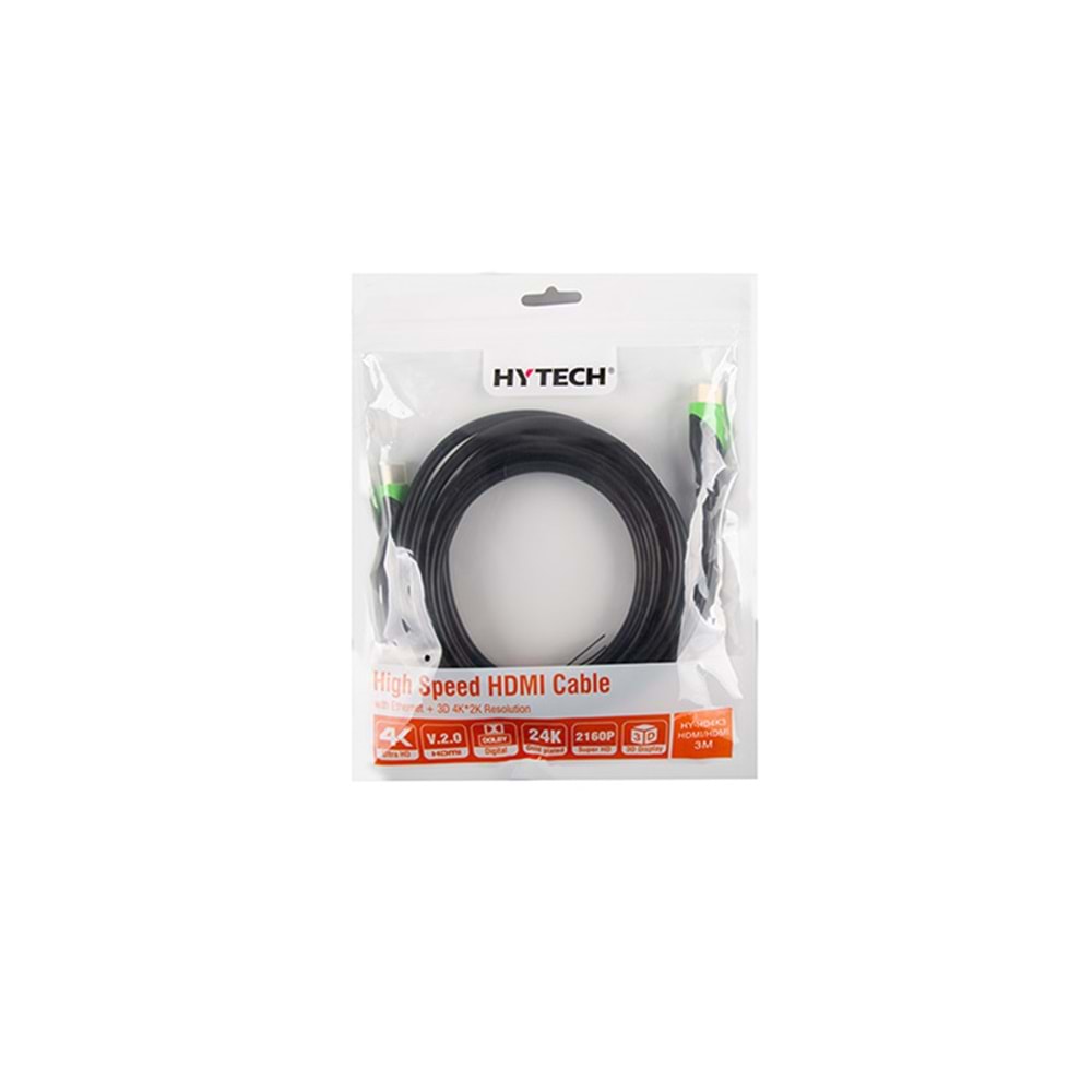 Hytech HY-HD4K3 HDMI TO HDMI 3m v2.0 Ultra HD 4K 2160p 3D Kablo