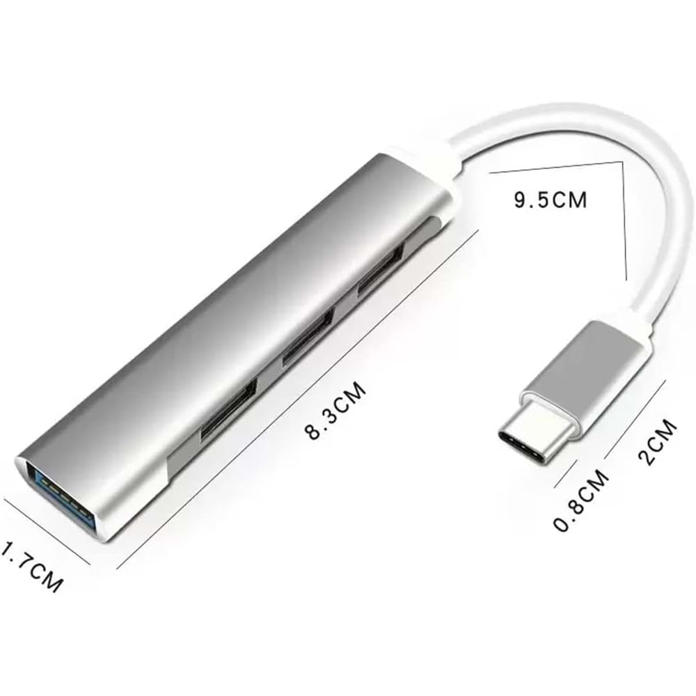 GABBLE GAB-TCUM20 SLİM 4 PORT TYPE-C USB 2.0 ÇOKLAYICI
