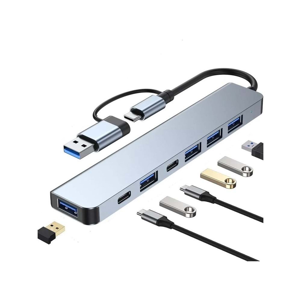 GABBLE GAB-TY701 ÇEVİRİCİ TYPE-C TO 3.0 7 IN 1 USB + HDTV 4K