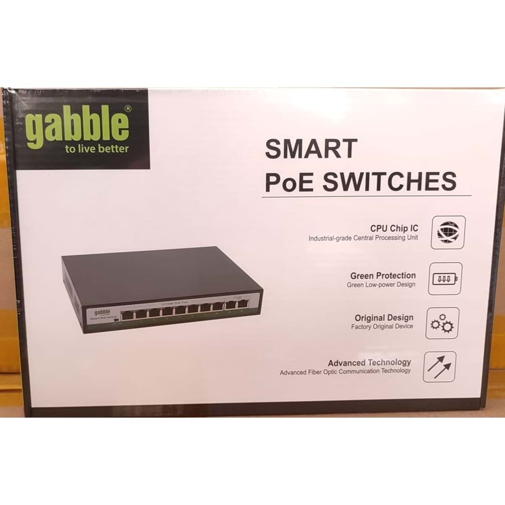 GABBLE GAB-P82MG 10/100M 8 port POE+ 2X 10/100/1000 uplink, 96W ,print Poe Switch