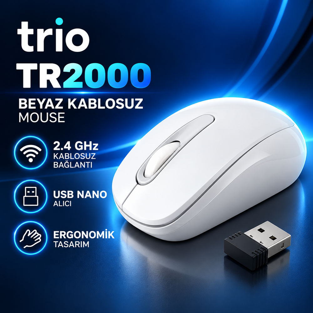 Trio Tr2000 Wıreless Mobıle Mouse (Beyaz)