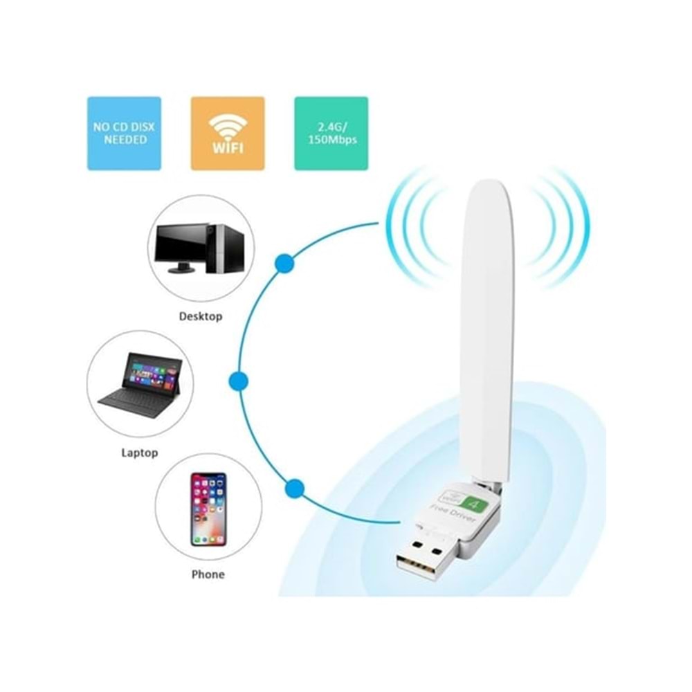 PLATOON PL-9342 150MBPS 2.4ghz 2dbi ANTENLİ USB KABLOSUZ ADAPTÖR