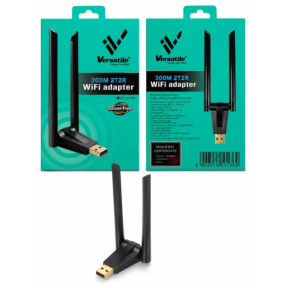 Versatile RT92W36 Usb Wirelless 300M Çift Antenli Adaptör