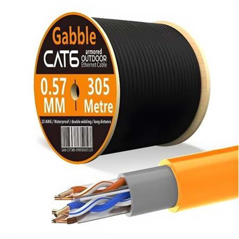 GABBLE GAB-CDK305 CAT6 305MT DIŞ ORTAM KABLO OD 0.57MM TURUNCU
