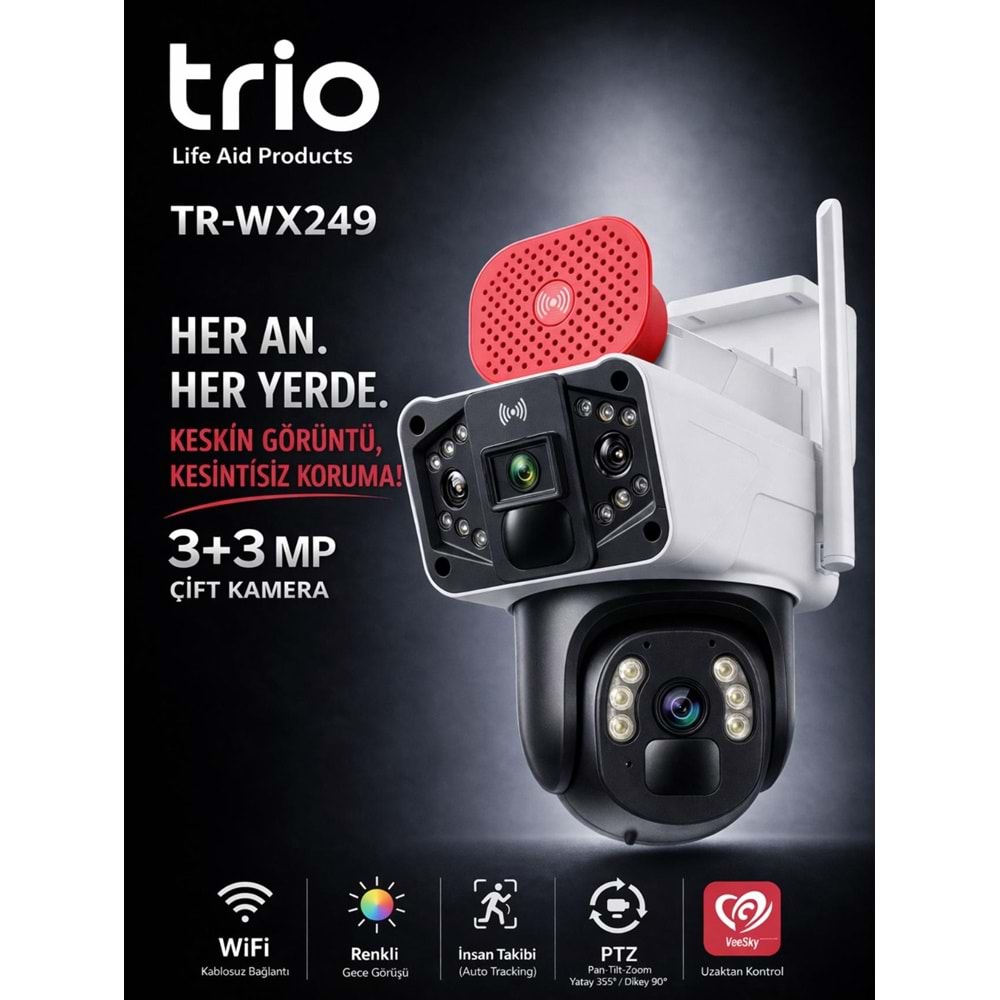 TRIO TR-WX249 PTZ WIFI P9 DUAL 2 LENS 802.11b/g/n 2.4GHz