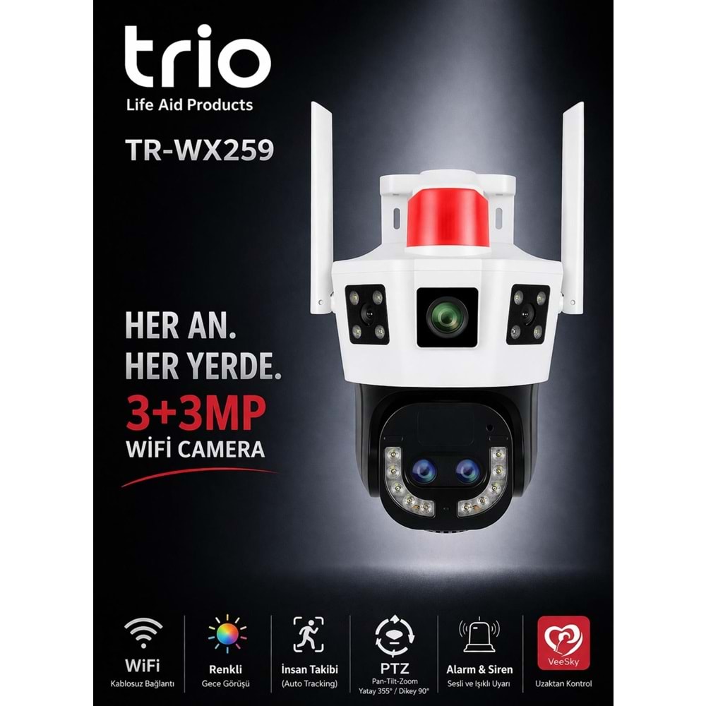 TRIO TR-WX259 PTZ WIFI S37 DUAL 2 LENS 802.11b/g/n 2.4GHz