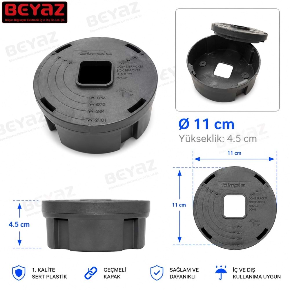 Buat Yuvarlak Kilitli Kapaklı Siyah 11*11