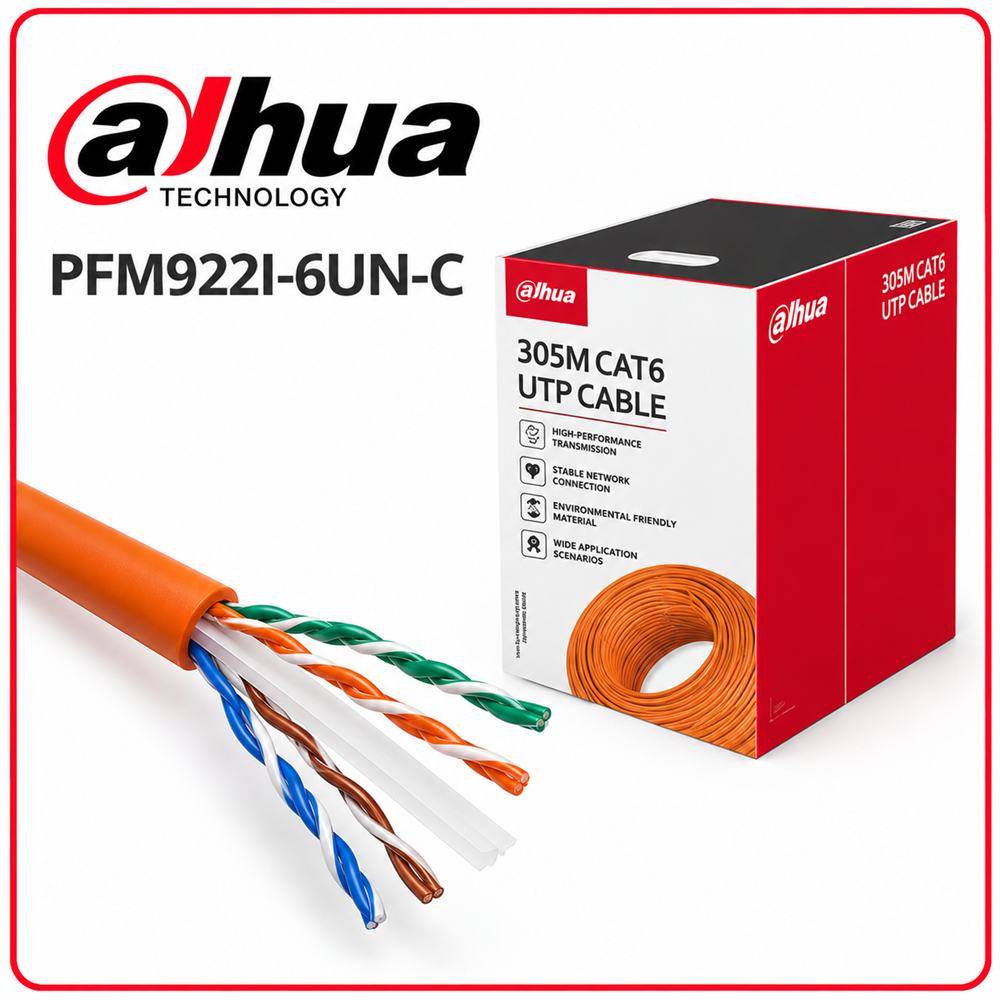 Dahua Pfm920I-6Un-C Utp Cat6 Lszh Bakır 305M Kablo Turuncu