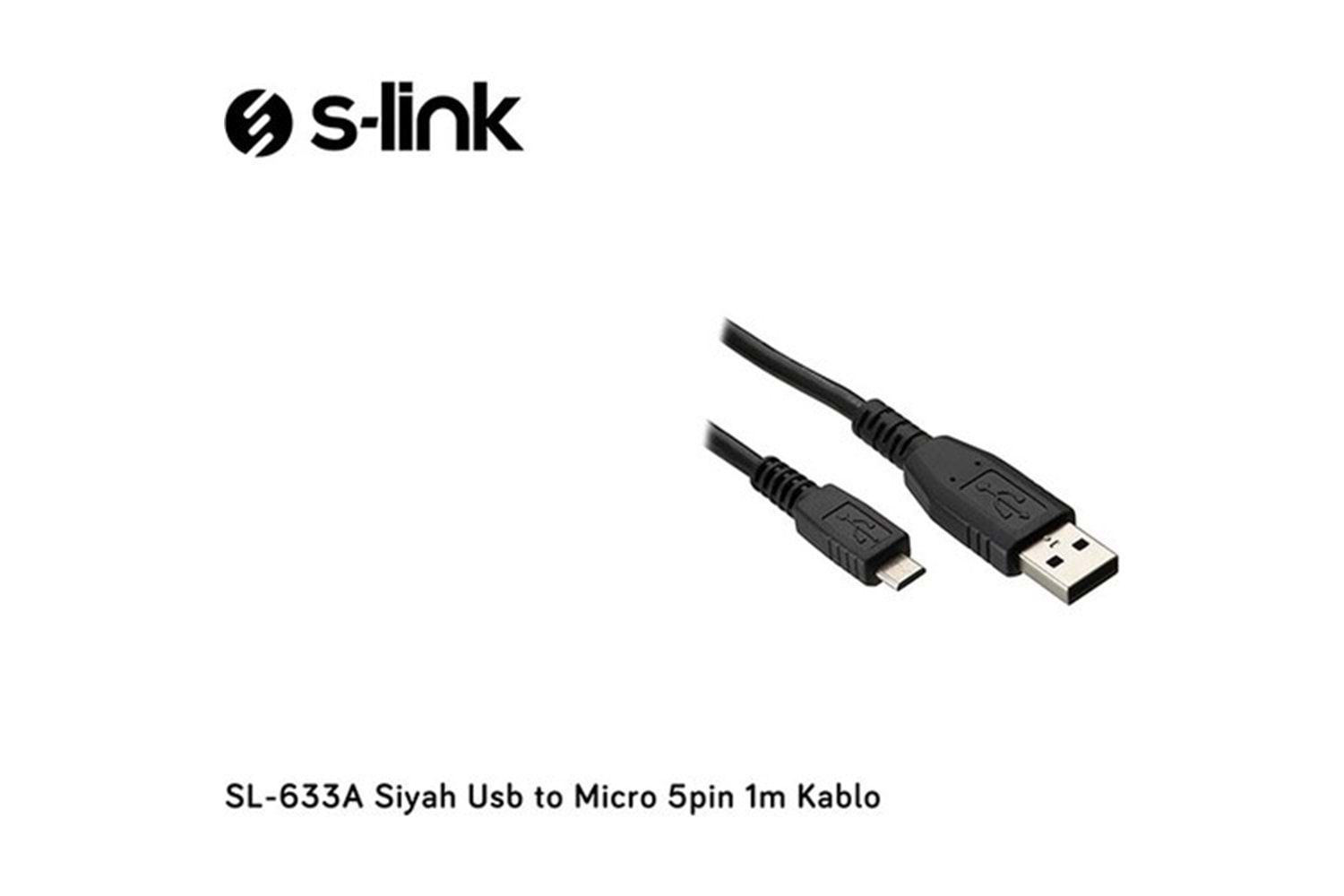 S-link SL-633A Siyah Usb to Micro 5pin 1m Kablo