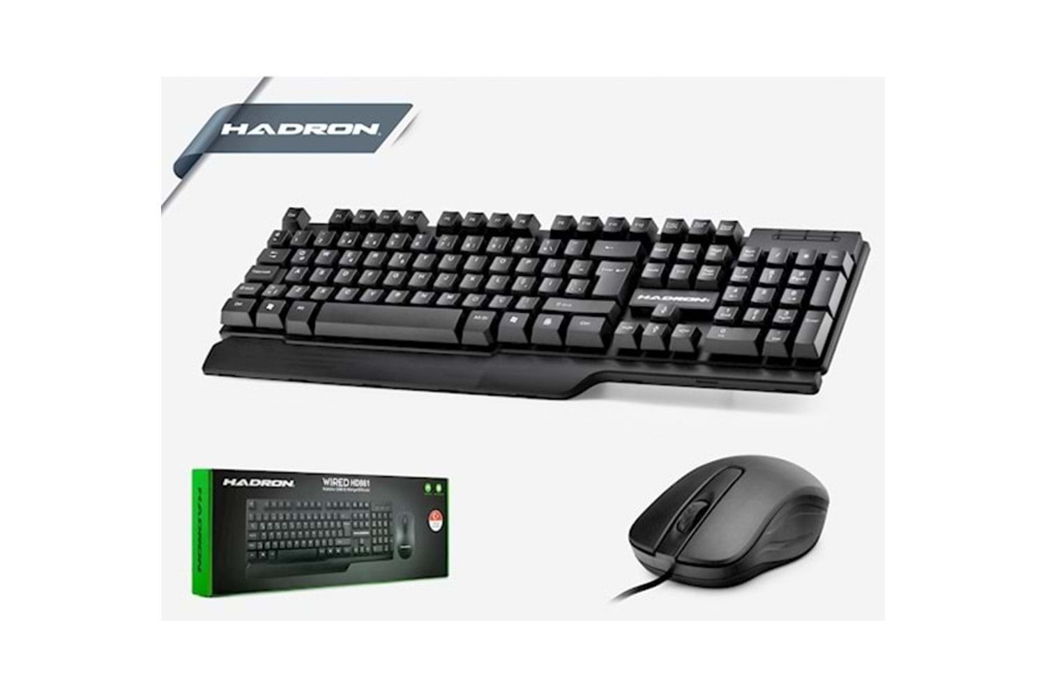 HADRON HD861 KABLOLU KLAVYE MOUSE SET Q SİYAH