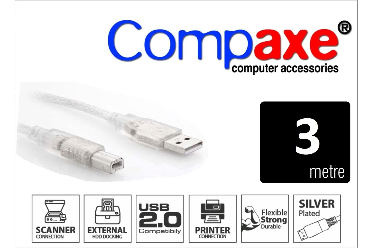 COMPAXE CPK-3 USB 3M ŞEFFAT FİLT. PRİNTER KABLO
