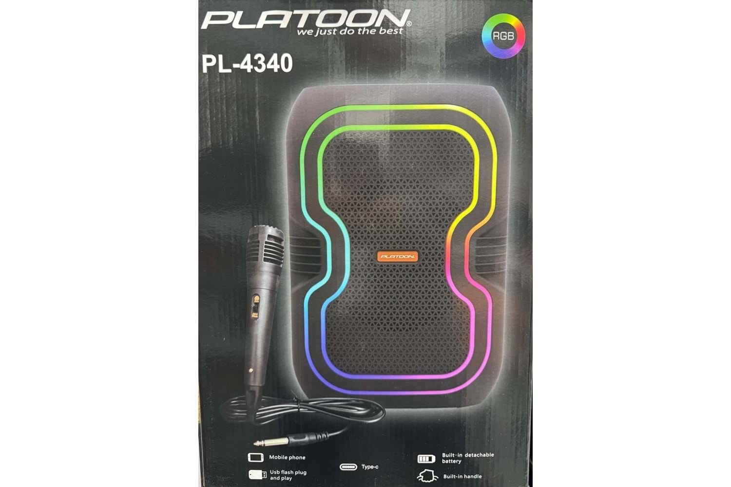 PLATOON PL-4340 BT/SD/USB GİRİŞLİ RGB IŞIKLI MİKROFONLU 8