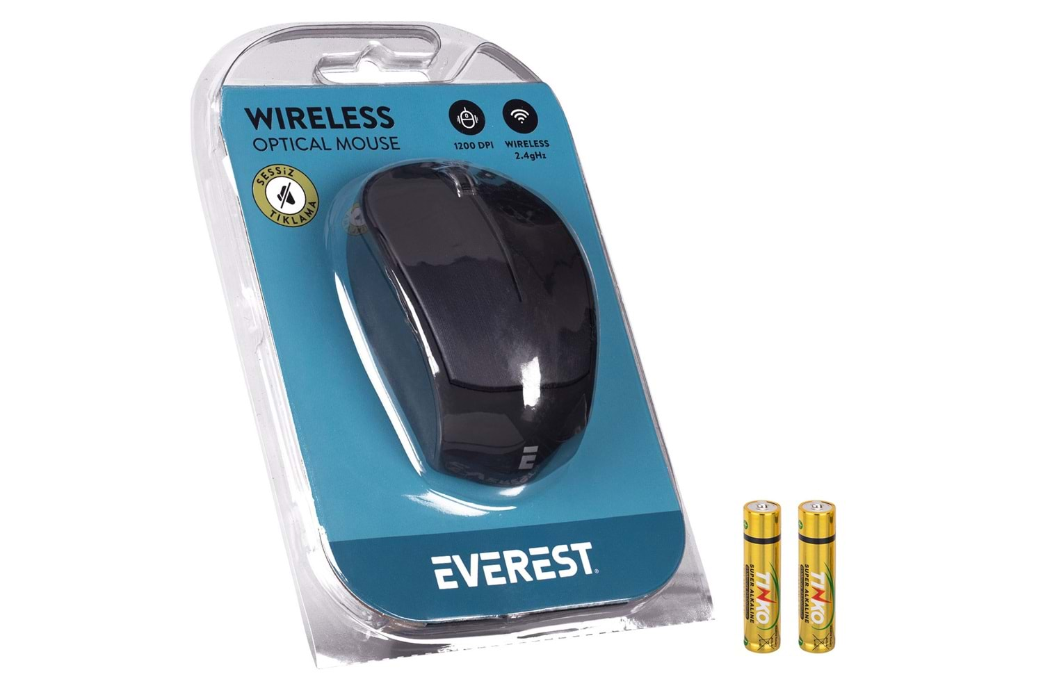 Everest SM-340Usb Siyah 3D OptikSüper Sessiz AlkalinPilli Kablosuz Mouse