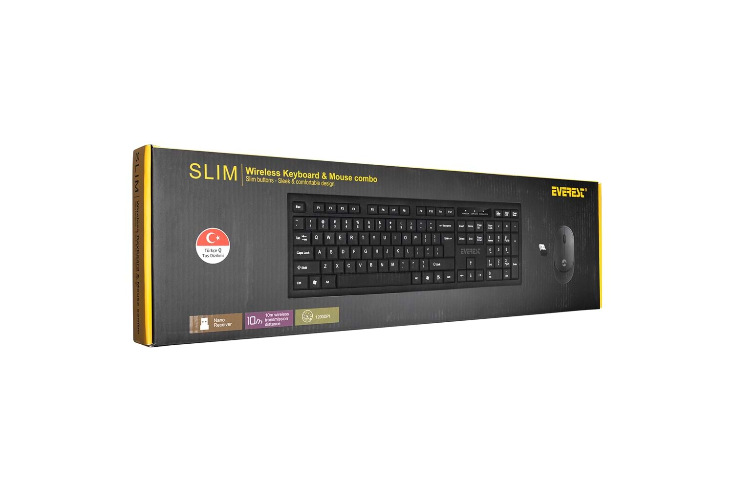 Everest KM-6121 Siyah Kablosuz Q Slim Klavye + Mouse Set