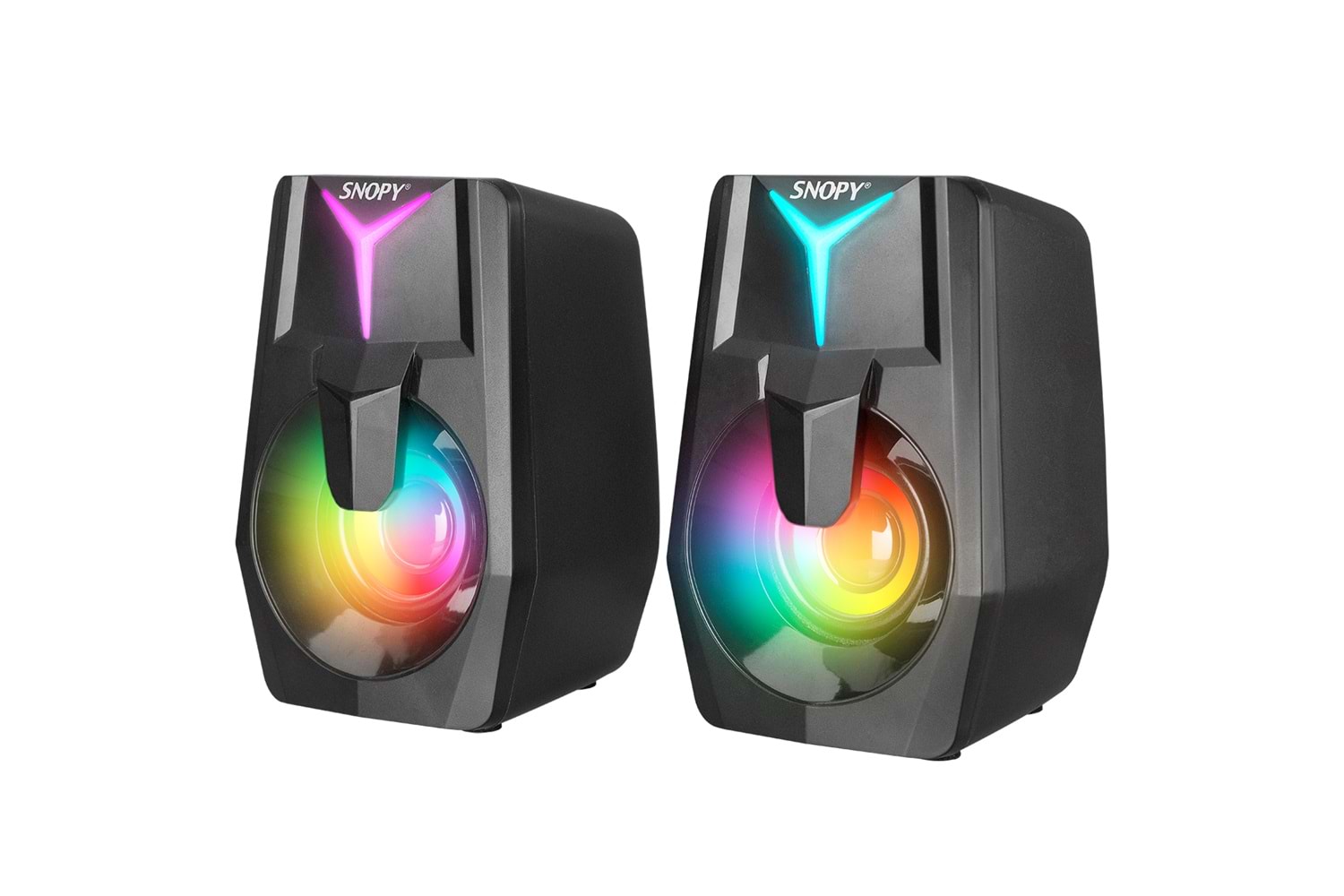 Snopy SN-X22 STYLE 2.0 Multimedia Led Işıklı 3W*2 Siyah USB Gaming Speaker Hoparlör