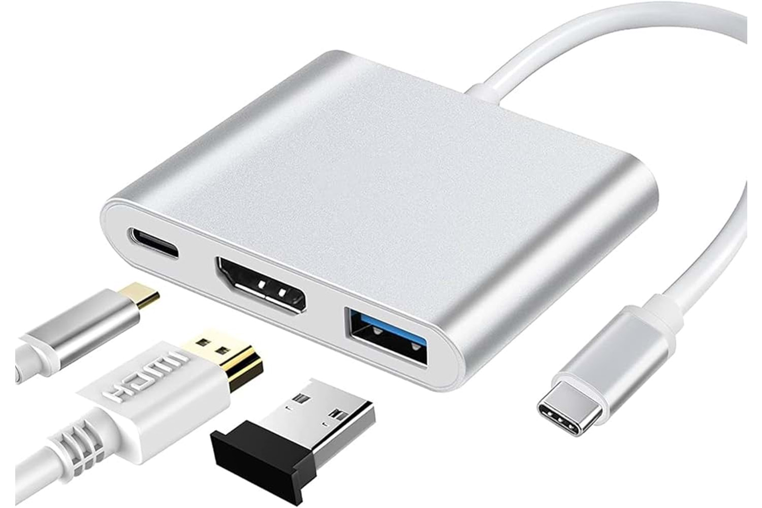 GABBLE GAB-TY301 ÇEVİRİCİ TYPE-C TO 3 IN 1 HDMI + TYPE-C + USB 3.0 ÇEVİRİCİ