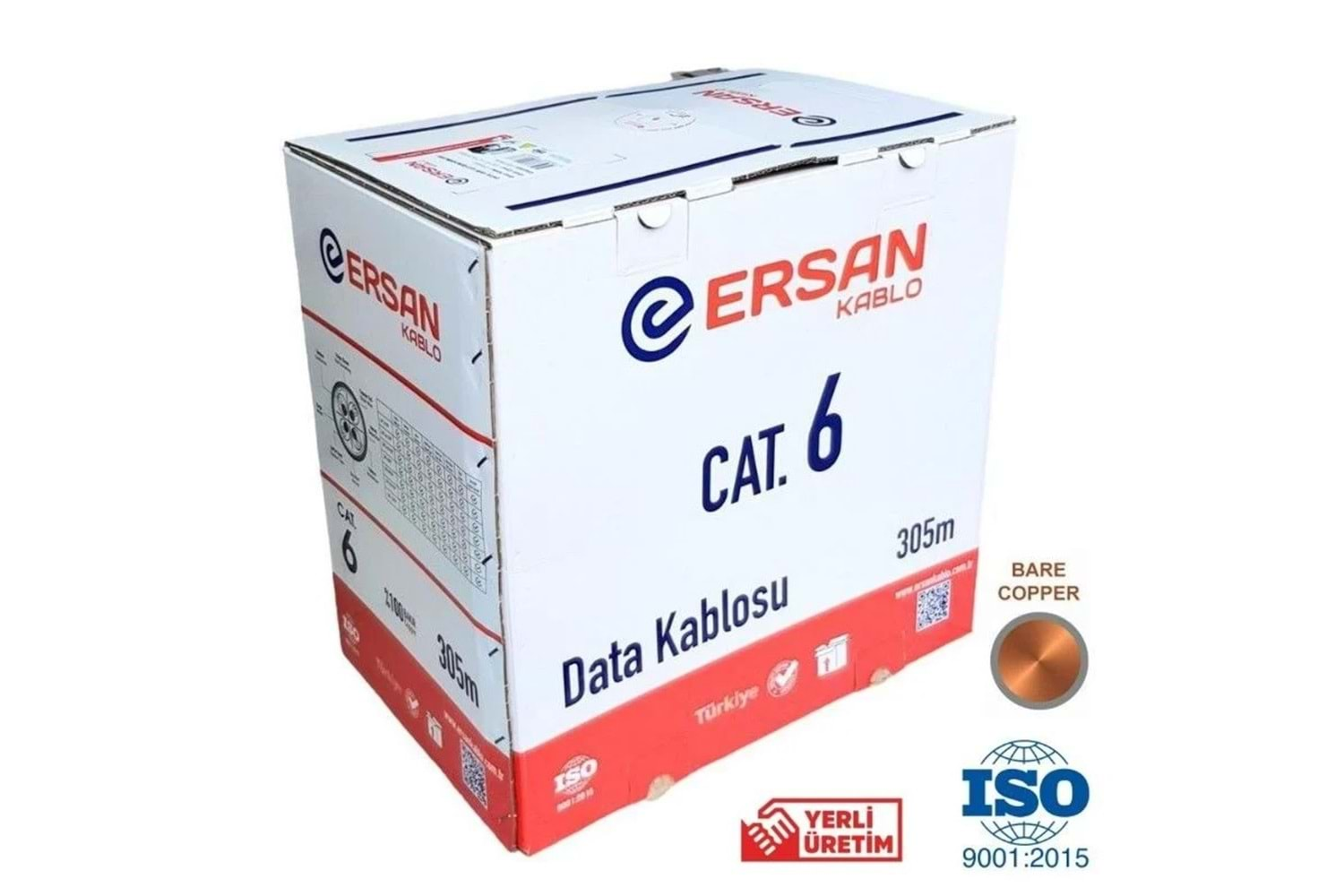 Ersan Cat6 4x4x23AWG 0,57mm CU U/UTP Full Bakır Network Kablosu(305Mt)