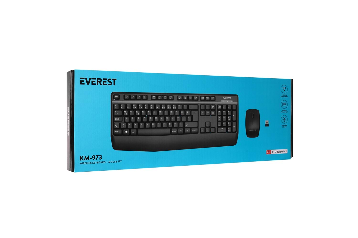 Everest KM-973 Siyah Kablosuz Q Klavye + Mouse Set