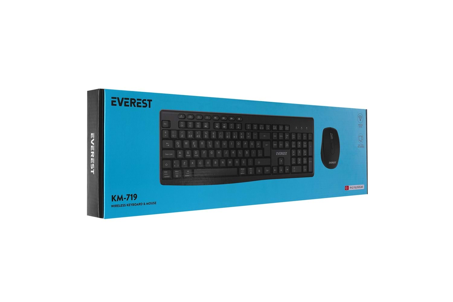 Everest KM-719 Siyah Ikisi bir arada 2 in 1 Kablosuz Q Multimedia Klavye + Mouse Set