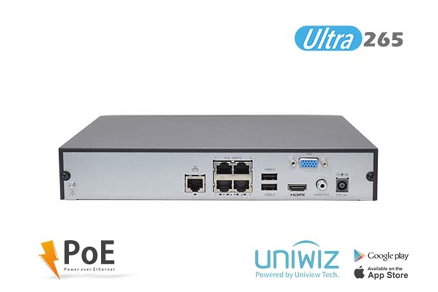 UNIWIZ NVR-104E2-P4 4 KANAL (4 POE) 8MP H265 1X6TB HDD HDMI&VGA NVR