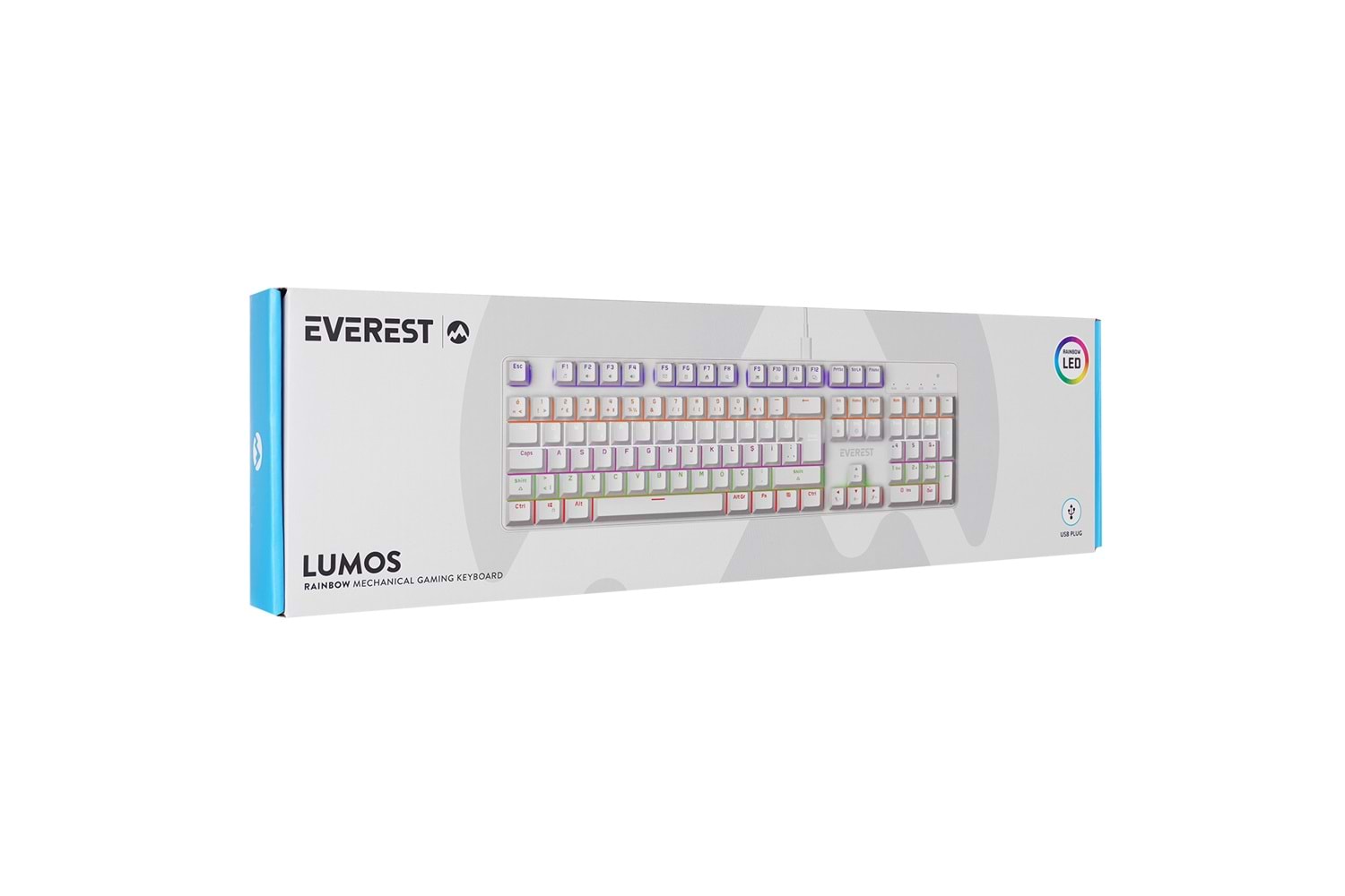 Everest KB-MK1 Lumos Beyaz USB Rainbow Aydınlatmalı Blue Switch Full Anti-Ghosting Mekanik Gaming Oyuncu Klavye
