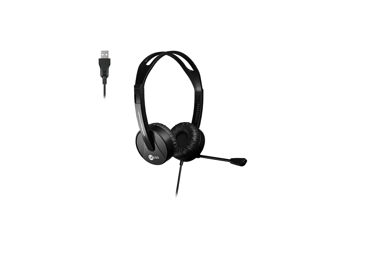Lecoo HT106 USB Kablolu Mikrofonlu Kulak Üstü Kulaklık Siyah