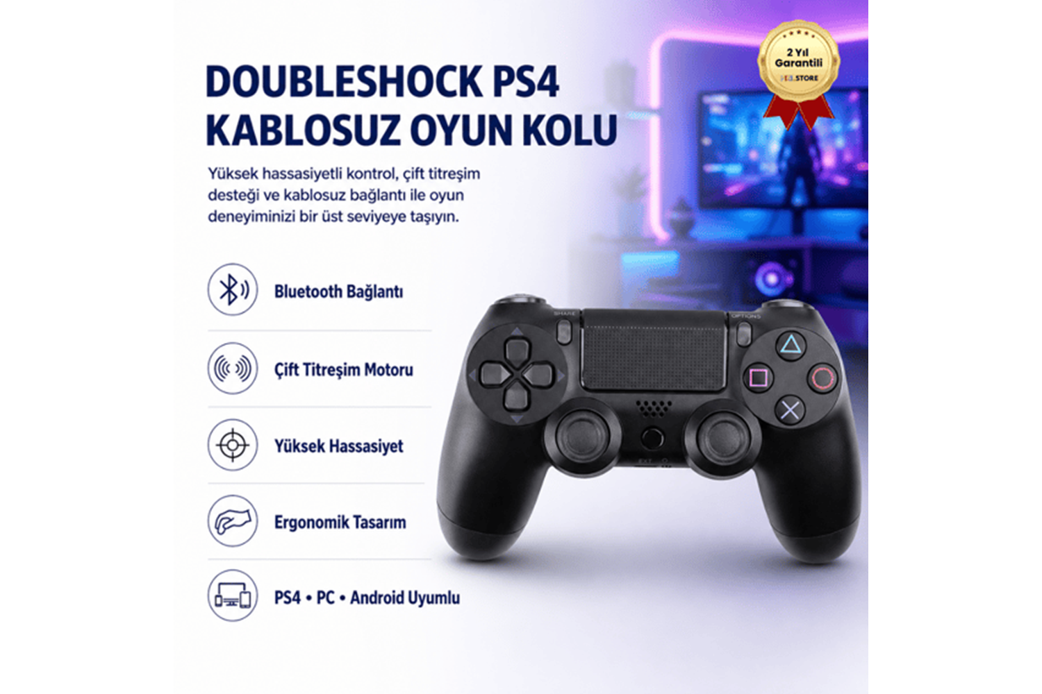 VERSATİLE PS4 OYUN KOLU DOUBLE SHOCK
