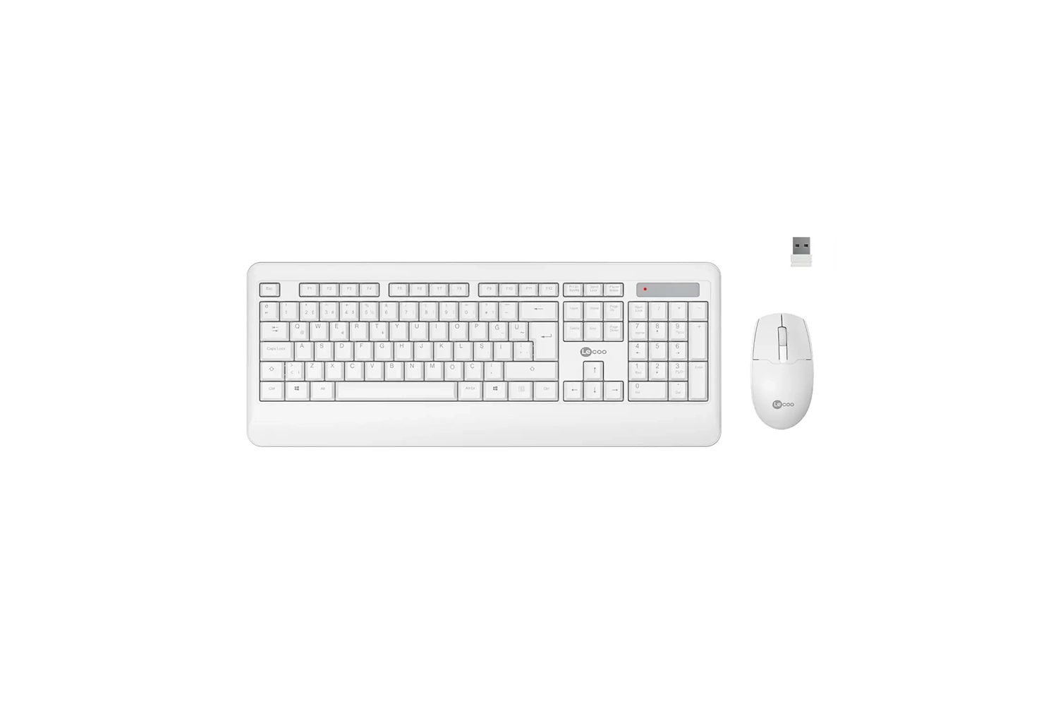 Lecoo KW202 Kablosuz Türkçe Q Klavye & Mouse Set Beyaz
