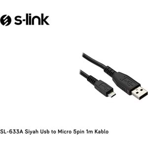 S-link SL-633A Siyah Usb to Micro 5pin 1m Kablo