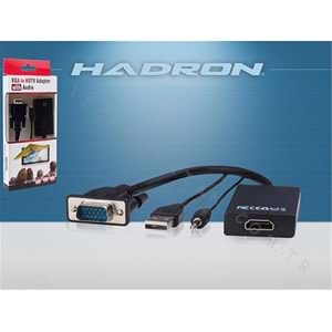 HADRON HD4458 VGA TO HDMI+AUDIO ÇEVİRİCİ AUX KABLOLU