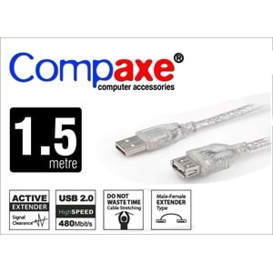 COMPAXE CUK150 1.5M ŞEFFAF FİLT. USB UZATMA KABLO