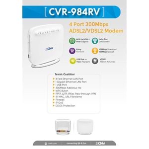 Cnet CVR984RV 2.4GHz 300Mbps ADSL2+/VDSL2 Kablosuz Modem Router