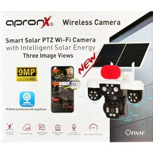 APRONX APX-WSP296 9MP 3.6mm SOLAR WIFI 3 KAMERA 24 LED PTZ