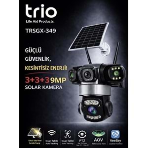 TRIO TR-SGX349 3 LENS AOV 4G-LTE PTZ 5V 2A SOLAR KAMERA TZ3