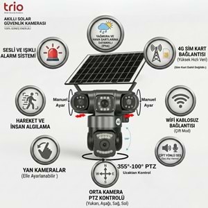 TRIO TR-SGX349 3 LENS AOV 4G-LTE PTZ 5V 2A SOLAR KAMERA TZ3