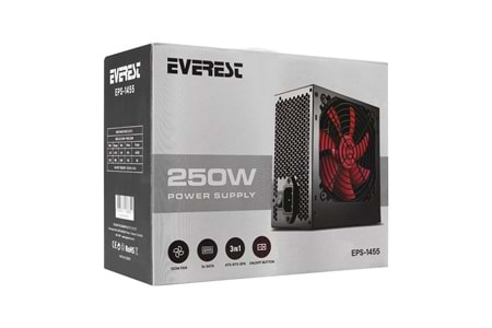 Everest EPS-1455 Peak-250W 12cm Fan 2* SATA 2* IDE ATX Power Supply