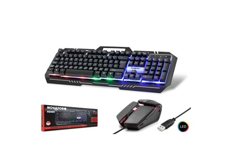 NOVATOR HD865 KABLOLU OYUNCU KLAVYE MOUSE SET LED Q SİYAH