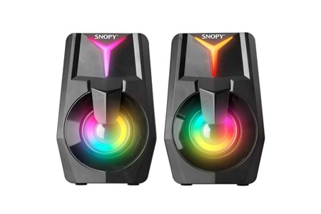 Snopy SN-X22 STYLE 2.0 Multimedia Led Işıklı 3W*2 Siyah USB Gaming Speaker Hoparlör