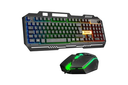 Hytech HKM-X86 QUIN Siyah Usb Gökkuşağı Zemin Aydınlatmalı Gaming Oyuncu Klavye + Mouse Set