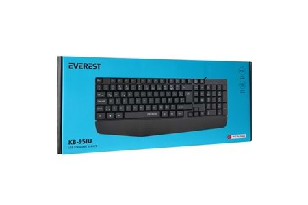 Everest KB-951U Siyah USB Bilek Destekli Q Standart Ofis Klavye