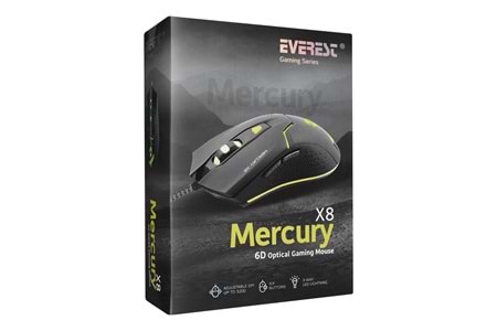 Everest Mercury X8 Usb Siyah 6D Optik Oyun Mouse