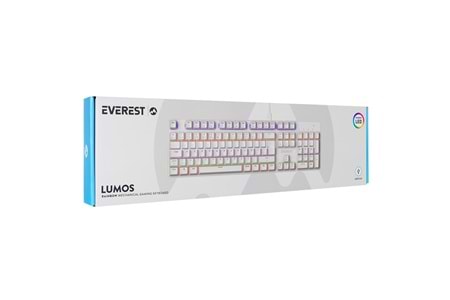 Everest KB-MK1 Lumos Beyaz USB Rainbow Aydınlatmalı Blue Switch Full Anti-Ghosting Mekanik Gaming Oyuncu Klavye