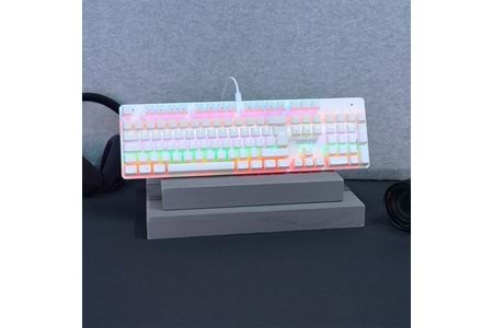 Everest KB-MK1 Lumos Beyaz USB Rainbow Aydınlatmalı Blue Switch Full Anti-Ghosting Mekanik Gaming Oyuncu Klavye