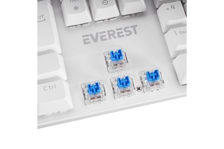 Everest KB-MK1 Lumos Beyaz USB Rainbow Aydınlatmalı Blue Switch Full Anti-Ghosting Mekanik Gaming Oyuncu Klavye