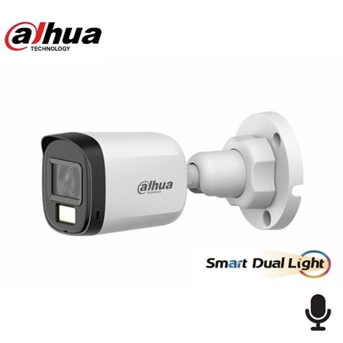 Dahua HAC-B1A51P-U-IL-A 5 MP Akıllı Çift Işıklı HDCVI Bullet Kamera(30m IR) Dahili Mikrofon