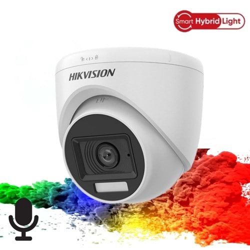 Hikvision DS-2CE76D0T-LPFS 2mp 1080P 2.8mm Smart Hybrid Light Dome Kamera(Sesli)