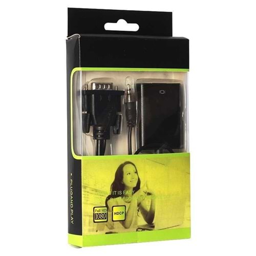 GABBLE GAB-VGHD VGA TO HDMI SESLİ ÇEVİRİCİ (Yeşil Kutu)